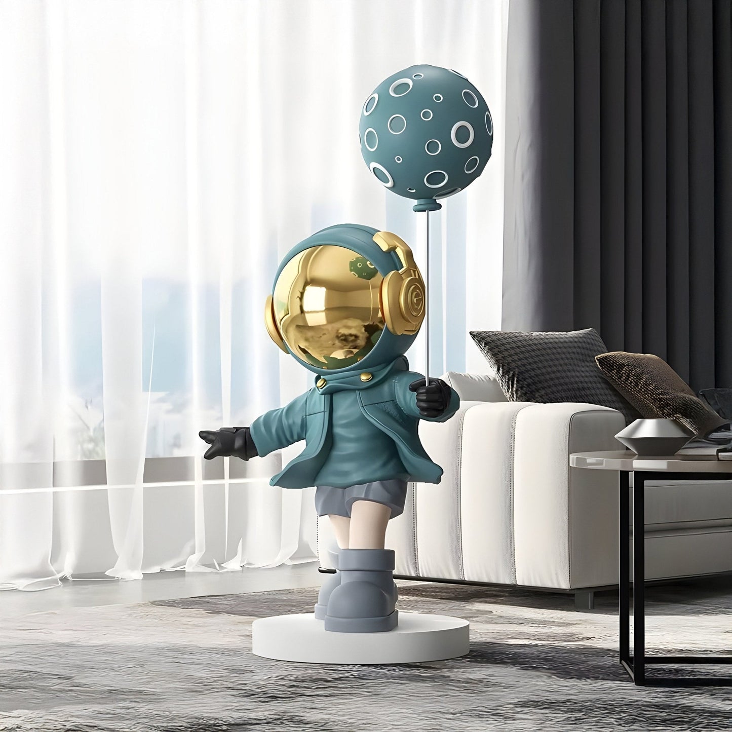 Medium Galactic Blue Astronaut Moon Balloon Sculpture - 96cm