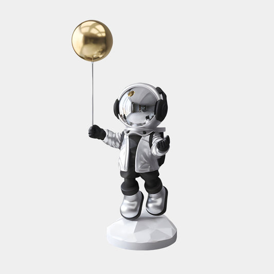 Small Lunar Silver Astronaut Balloon Sculpture - 55cm