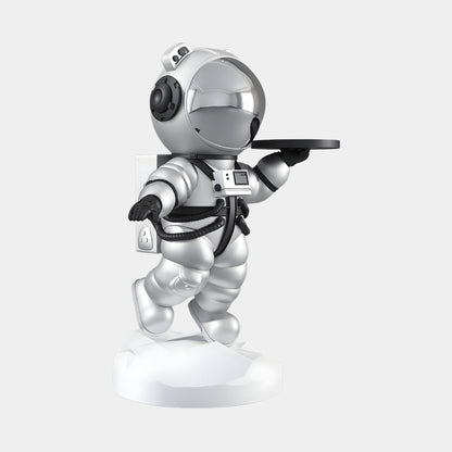 Medium Astral Silver Astronaut Bear Butler Sculpture - 90cm