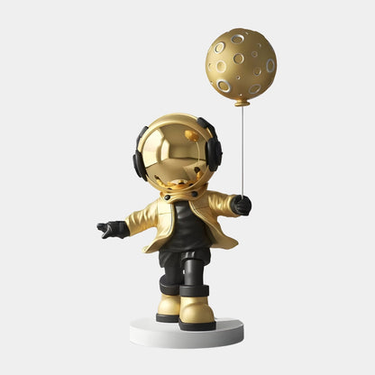 Medium Celestial Gold Astronaut Moon Balloon Sculpture - 96cm