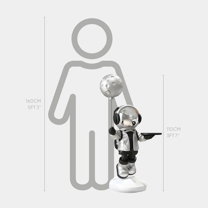 Medium Lunar Silver Astronaut Butler Balloon Sculpture - 110cm