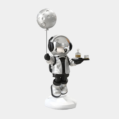 Medium Lunar Silver Astronaut Butler Balloon Sculpture - 80cm