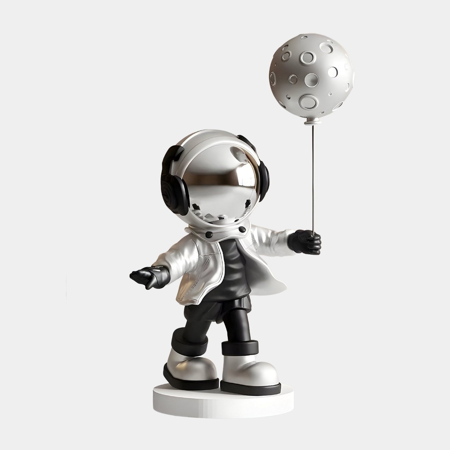 Medium Lunar Silver Astronaut Moon Balloon Sculpture - 96cm