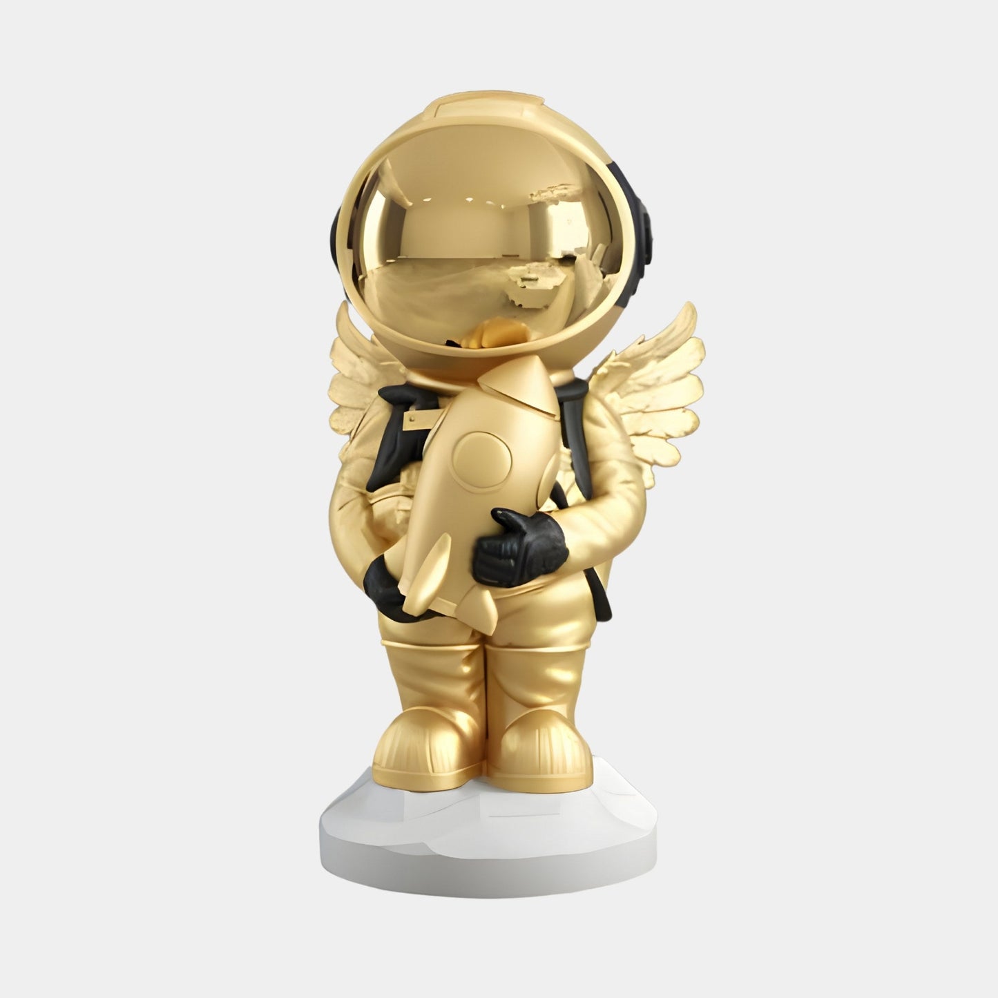 Small Celestial Gold Astronaut Angel Rocket Sculpture - 75cm