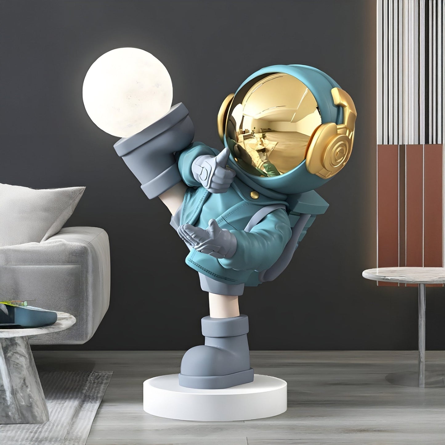 Small Galactic Blue Astronaut Glow Kick Sculpture - 70cm