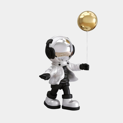 Small Lunar Silver Astronaut Balloon Standing Figure - 48cm